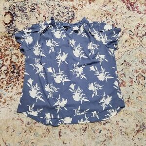 41 Hawthorn by Stitch Fix Tiffany Tulip Sleeve Blouse Blue White Floral Sz 1X
